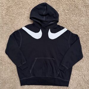 Nike Womens Double Swoosh Contrast Stitching Hoodie Sz Large RARE